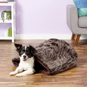 P.L.A.Y. Pet Lifestyle & You Snuggle Covered/Bolster Cat & Dog Bed, Truffle Brown, Large