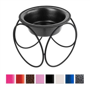 Platinum Pets Olympic Single Elevated Wide Rimmed Dog & Cat Bowl, Silver Vein, 0.75-cup