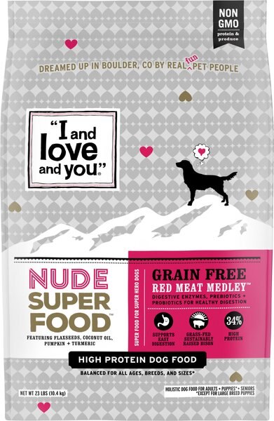 I and Love and You Nude Super Food Grain-Free Red Meat Medley Dry Dog Food, 23-lb bag slide 1 of 10