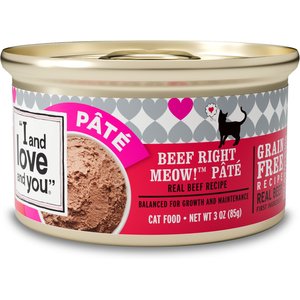 I and Love and You Beef Right Meow Pate Grain-Free Canned Cat Food, 3-oz, case of 24