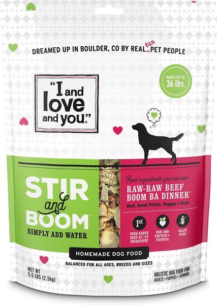 I and Love and You Stir and Boom Raw Raw Beef Boom Ba Dinner Grain-Free Dehydrated Dog Food, 5.5-lb bag slide 1 of 9