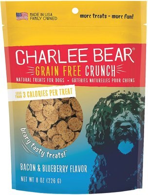 Charlee Bear Natural Bear Crunch Grain-Free Bacon & Blueberry Dog Treats, slide 1 of 1