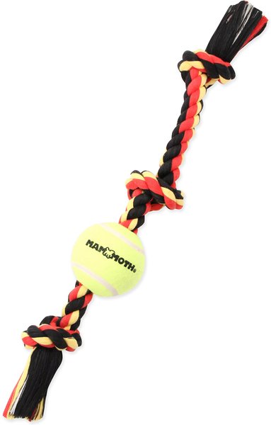 Mammoth Color 3 Knot Rope Tug with Tennis Ball for Dogs, Color Varies, Medium slide 1 of 9