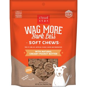 Cloud Star Wag More Bark Less Soft & Chewy with Creamy Peanut Butter Dog Treats, 6-oz bag