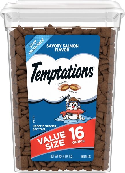 Temptations Savory Salmon Flavor Cat Treats, 16-oz tub slide 1 of 8