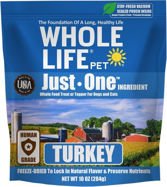 Whole Life Just One Ingredient Pure Turkey Breast Freeze-Dried Dog & Cat Treats, 10-oz bag slide 1 of 12