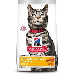 Hill's Science Diet Adult Urinary Hairball Control Dry Cat Food, 3.5-lb bag
