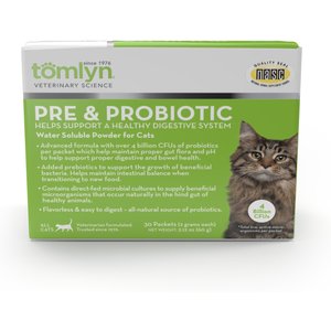 Tomlyn Pre & Probiotic Powder Digestive Supplement for Cats, 30 count