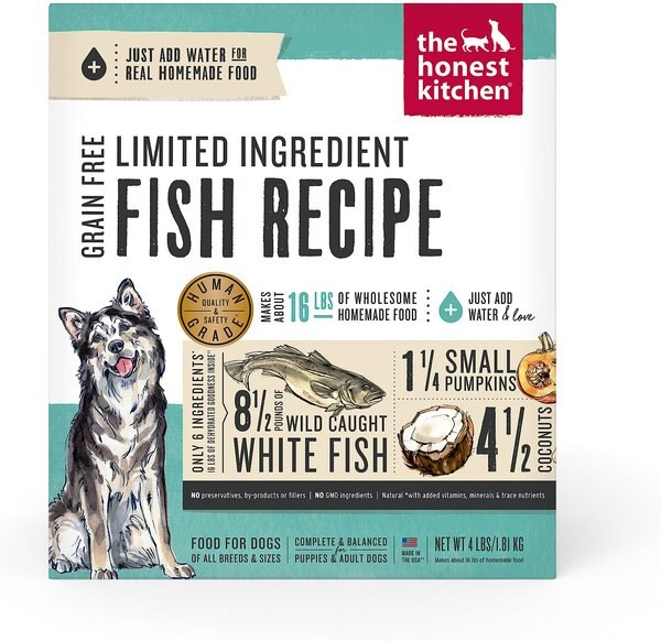 The Honest Kitchen Limited Ingredient Diet Fish Recipe Grain-Free Dehydrated Dog Food, 4-lb box slide 1 of 11