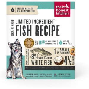 The Honest Kitchen Limited Ingredient Diet Fish Recipe Grain-Free Dehydrated Dog Food, 4-lb box