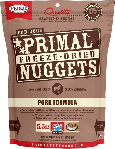 Primal Pork Formula Nuggets Grain-Free Raw Freeze-Dried Dog Food, 5.5-oz bag slide 1 of 7
