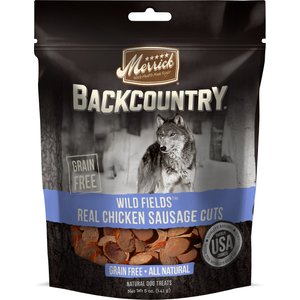 Merrick Backcountry Wild Fields Real Chicken Sausage Cuts Grain-Free Dog Treats, 5-oz bag