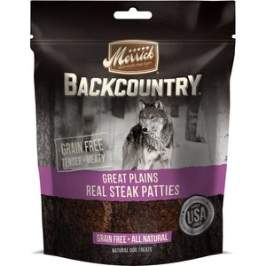Merrick Backcountry Great Plains Real Steak Patties Grain-Free Dog Treats, 4-oz bag