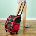 Gen7Pets Geometric Roller with Smart-Level Dog & Cat Carrier Backpack, Red, Up to 10 lbs