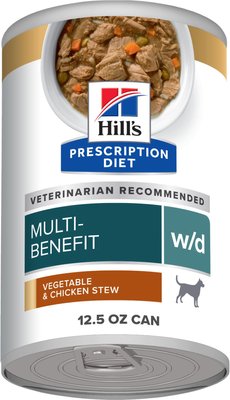 Hill's Prescription Diet w/d Multi-Benefit Digestive, Weight, Glucose, Urinary Management Vegetable & Chicken Stew Canned Dog Food, slide 1 of 1