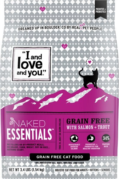 I and Love and You Naked Essentials Salmon and Trout Recipe Grain-Free Dry Cat Food, 3.4-lb bag slide 1 of 10