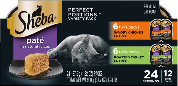 Sheba Perfect Portions Grain-Free Multipack Poultry Entrees Cat Food Trays, 2.6-oz, case of 12 twin-packs slide 1 of 10