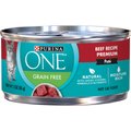 Purina ONE Beef Recipe Pate Grain-Free Canned Cat Food, 3-oz, case of 24