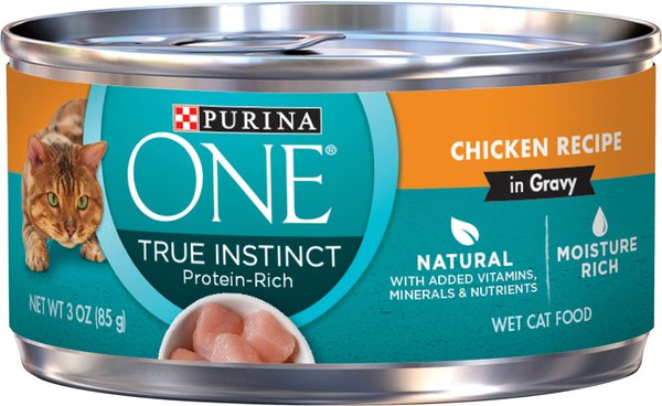 Purina ONE True Instinct Chicken Recipe in Gravy Natural High Protein Canned Cat Food, 3-oz, case of 24 slide 1 of 10