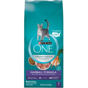 Purina ONE Hairball Adult Formula Dry Cat Food, 7-lb bag