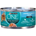 Purina ONE Natural High Protein True Instinct Chicken & Salmon Recipe in Sauce Canned Cat Food, 3-oz, case of 24
