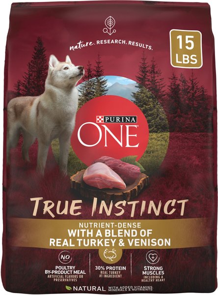 Purina ONE Natural True Instinct With Real Turkey & Venison High Protein Dry Dog Food, 15-lb bag slide 1 of 11