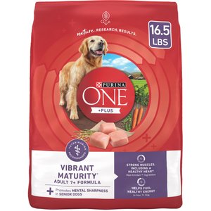 Purina ONE SmartBlend Vibrant Maturity 7+ Adult Formula Dry Dog Food, 16.5-lb bag