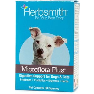 Herbsmith Microflora Plus for Digestion Capsules Daily Dog & Cat Supplement, 30 count