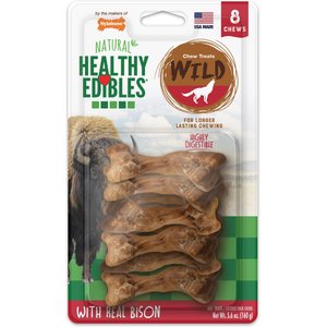Nylabone Healthy Edibles Wild Natural Long Lasting Bison Flavor Dog Chew, Small, 8 count