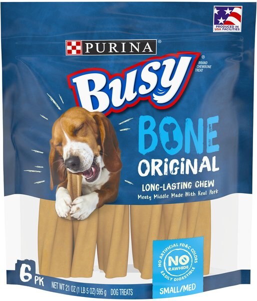Busy Bone with Real Meat Small/Medium Dog Treats, 6 count slide 1 of 11