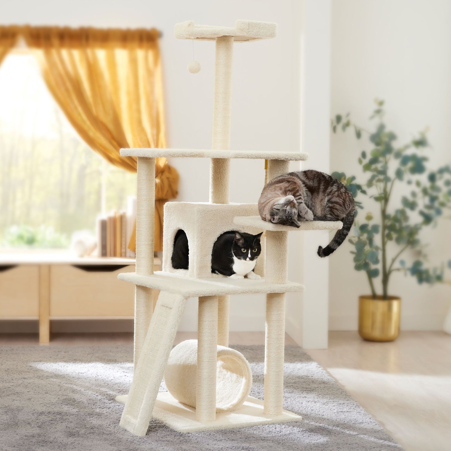 36 Best Images Luxury Cat Tree Chewy : Frisco 62-in Modern Cat Tree & Condo, Natural - Chewy.com