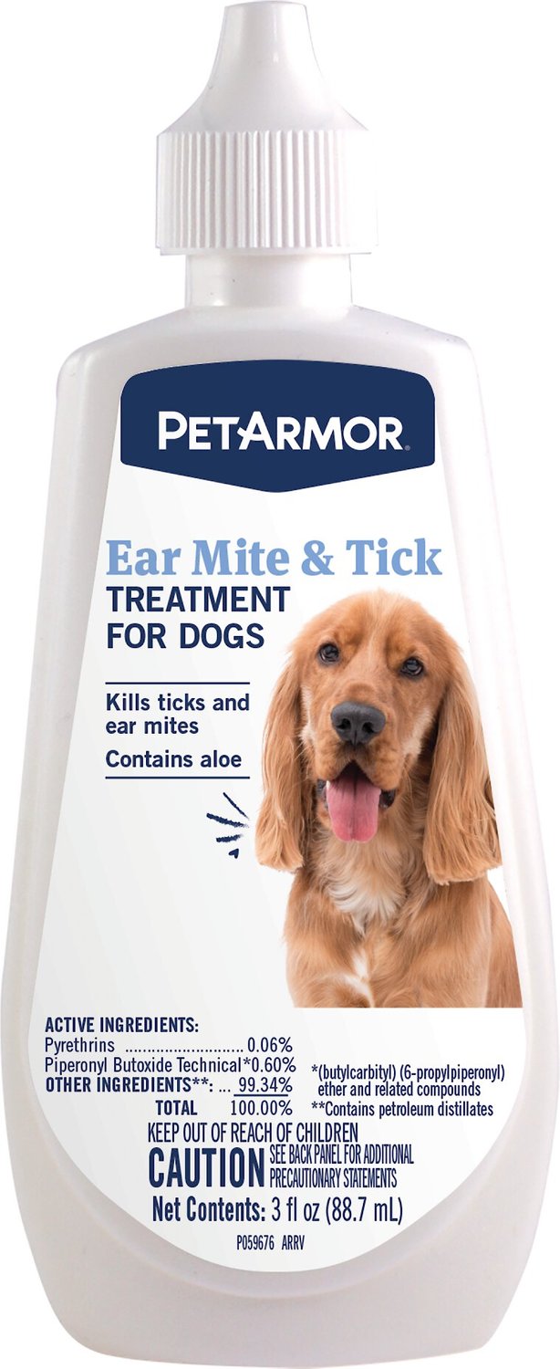 PETARMOR Ear Mite & Tick Treatment for Dogs, 3oz bottle