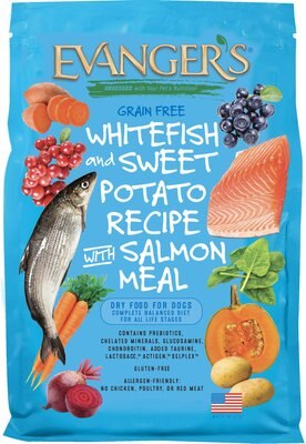 Evanger's Grain-Free Whitefish & Sweet Potato Recipe with Salmon Meal Dry Dog Food, slide 1 of 1
