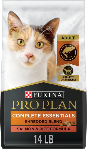 Purina Pro Plan Adult Shredded Blend Salmon & Rice Formula Dry Cat Food, 14-lb bag slide 1 of 10