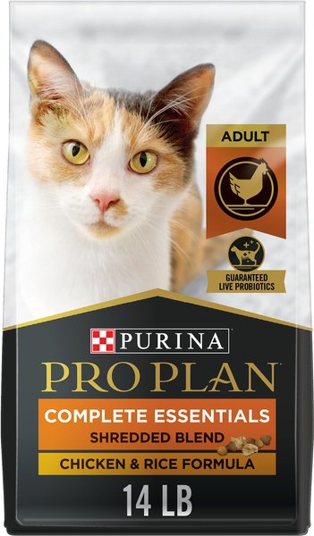 Purina Pro Plan Adult Shredded Blend Chicken & Rice Formula Dry Cat Food, 14-lb bag slide 1 of 10