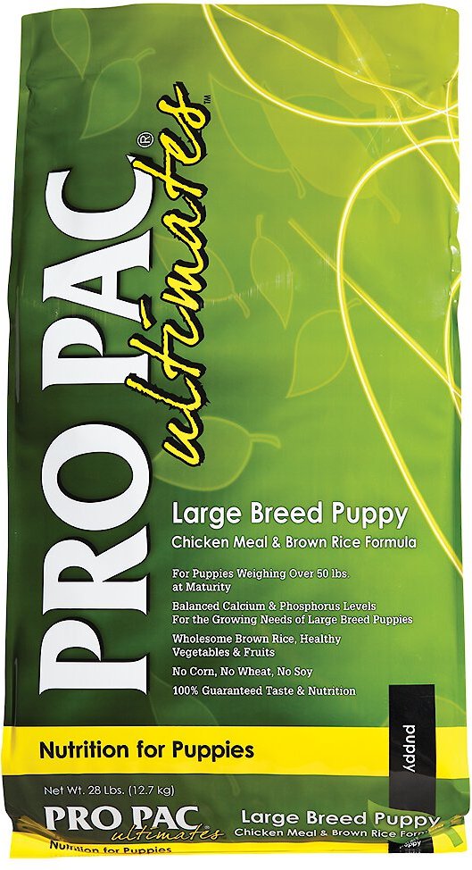 Pro Pac Ultimates Chicken Meal Brown Rice Large Breed Puppy Dry Dog Food 28 Lb Bag Chewy Com