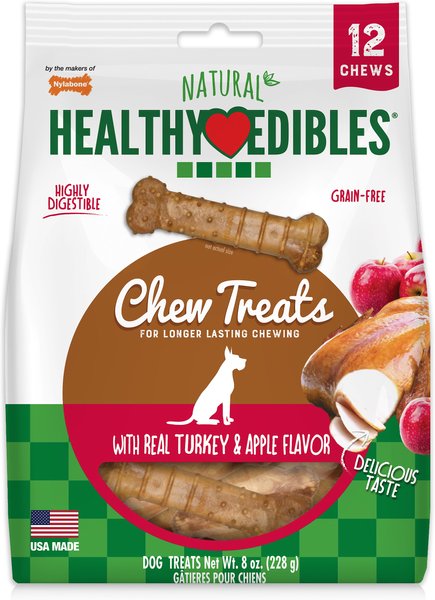 Nylabone Natural Healthy Edibles Long Lasting Turkey & Apple Dog Chew, X-Small, 12 count slide 1 of 10