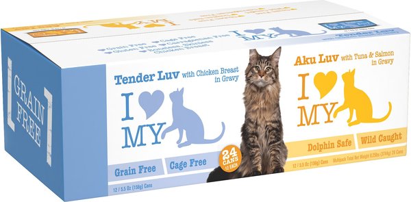 I Luv My Cat Aku Luv & Tender Luv Grain-Free Natural Variety Canned Cat Food, 5.5-oz, case of 24 slide 1 of 5