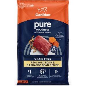 CANIDAE Grain-Free PURE Limited Ingredient Wild Boar & Garbanzo Bean Recipe Dry Dog Food, 24-lb bag
