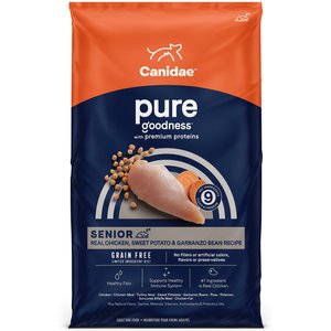 CANIDAE Grain-Free PURE Senior Limited Ingredient Chicken, Sweet Potato & Garbanzo Bean Recipe Dry Dog Food, 12-lb bag