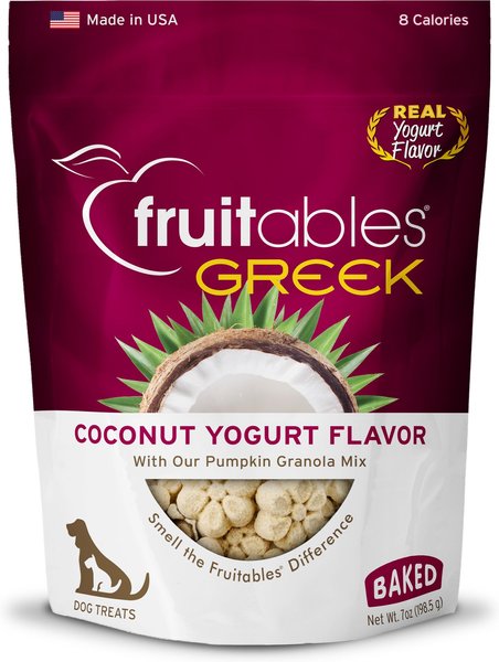 Fruitables Greek Coconut Yogurt Flavor Crunchy Dog Treats, 7-oz bag slide 1 of 3