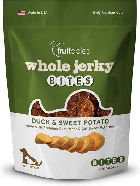 Fruitables Whole Jerky Bites Duck & Sweet Potato Dog Treats, 5-oz bag slide 1 of 3