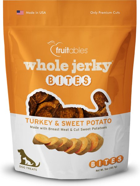 Fruitables Whole Jerky Bites Turkey & Sweet Potato Dog Treats, 5-oz bag slide 1 of 4