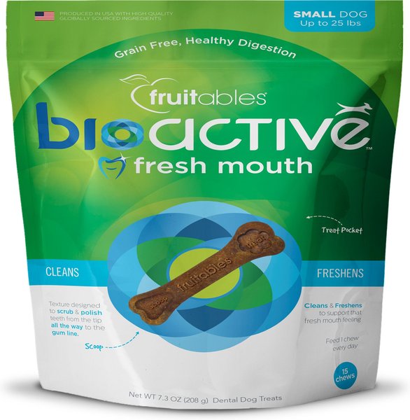 Fruitables BioActive Fresh Mouth Grain-Free Small Dental Dog Treats, 15 count slide 1 of 3