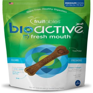 Fruitables BioActive Fresh Mouth Grain-Free Medium Dental Dog Treats, 10 count