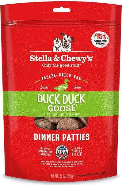 Stella & Chewy's Duck Duck Goose Dinner Patties Freeze-Dried Raw Dog Food, 25-oz bag slide 1 of 6