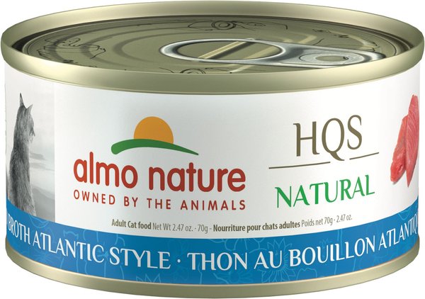 Almo Nature HQS Natural Tuna in Broth Atlantic Style Grain-Free Canned Cat Food, 2.47-oz, case of 24 slide 1 of 9