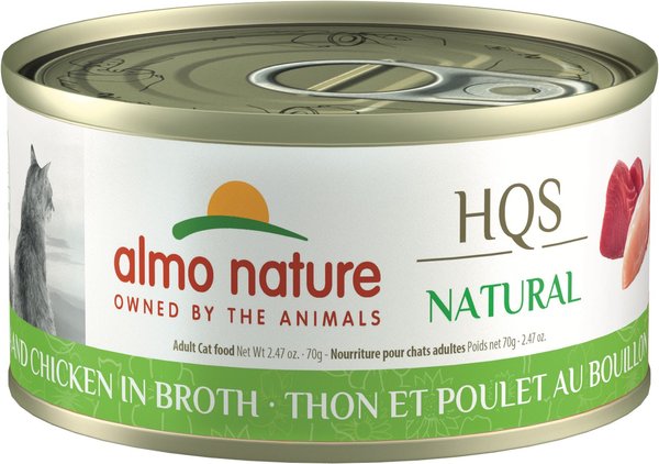 Almo Nature HQS Natural Tuna & Chicken in Broth Grain-Free Canned Cat Food, 2.47-oz, case of 24 slide 1 of 10