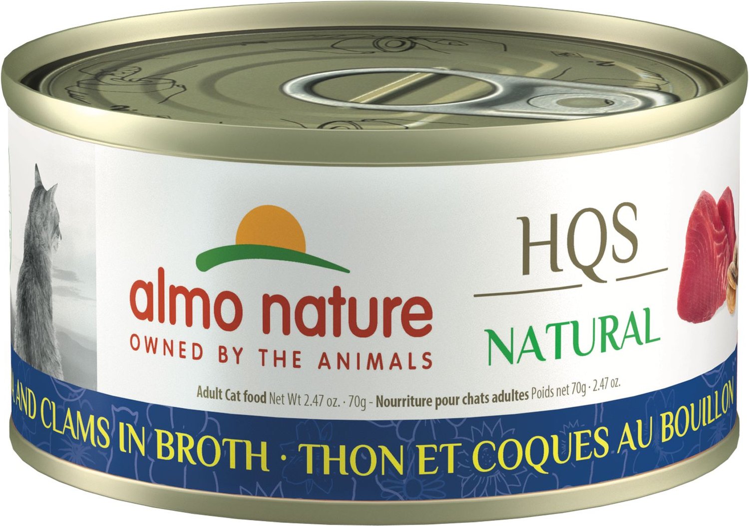 ALMO NATURE HQS Natural Tuna & Clams in Broth Grain-Free Canned Cat Food,  2.47-oz, case of 24 - Chewy.com
