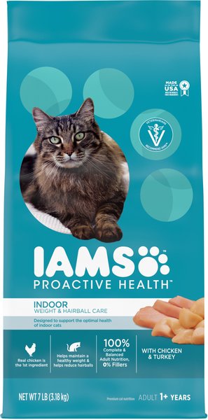 Iams ProActive Health Indoor Weight & Hairball Care Dry Cat Food, 7-lb bag slide 1 of 10